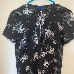 Black and white quarter zip dressy top